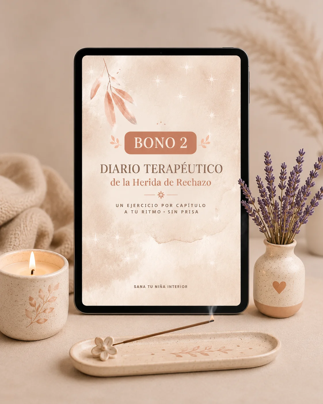 Mockup del Bono 2: Diario Terapéutico de la Herida de Rechazo en tablet